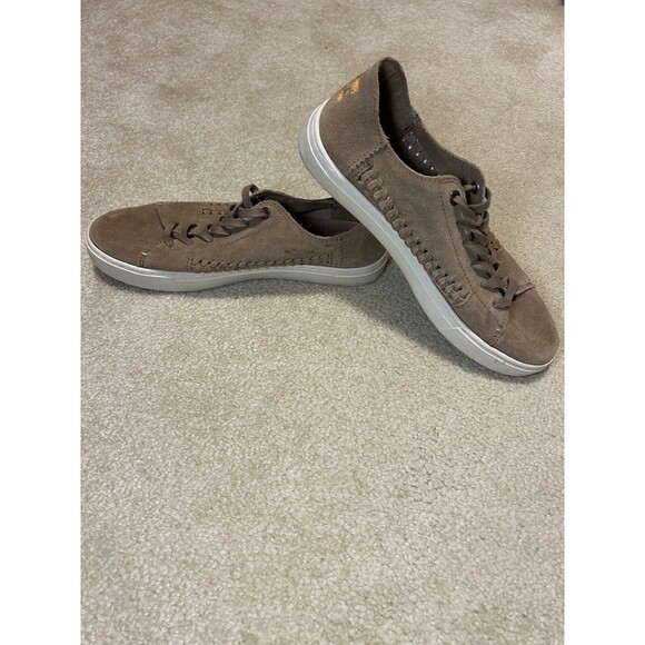 TOMS Women’s 8.5 Tan Suede Braided Lace Up Flats Sneakers Shoes - Picture 8 of 9
